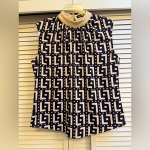 Chic Geometric Patterned Sleeveless Top Women’s Sz Large